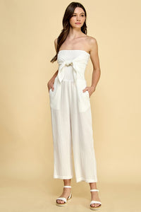 Smocked Tie Jumpsuit
