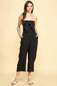Smocked Tie Jumpsuit
