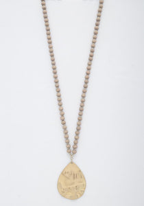Hammered Metal Teardrop Necklace