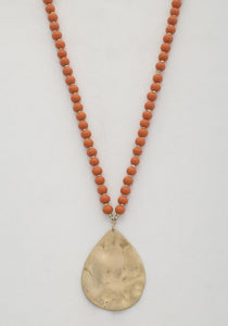 Hammered Metal Teardrop Necklace