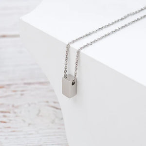 I Love You Mom Cube Necklace in Silver