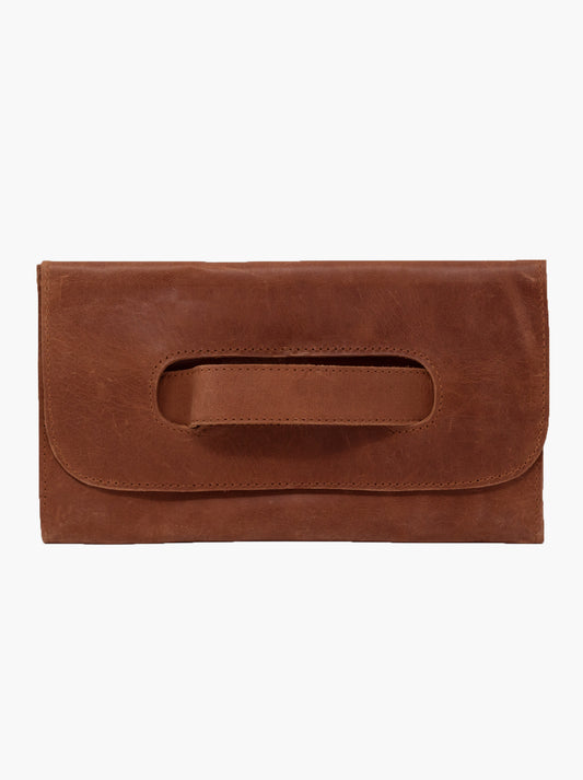 The Mare Handle Clutch in Whiskey