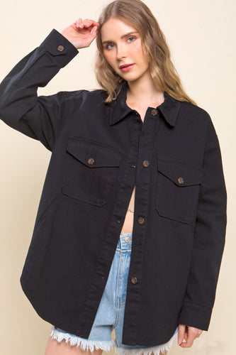 Denim Shacket in Black