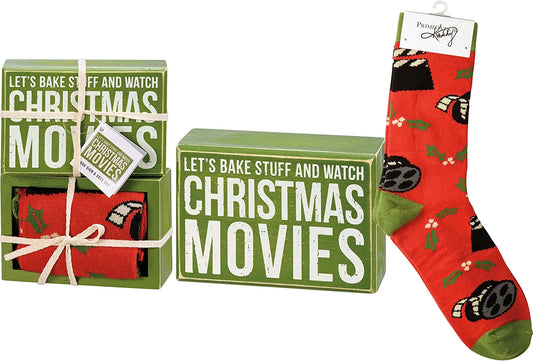 Box Sign & Sock Set - Bake Stuff And Watch Movies