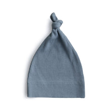 Ribbed Knotted Baby Gown & Beanie in Blue