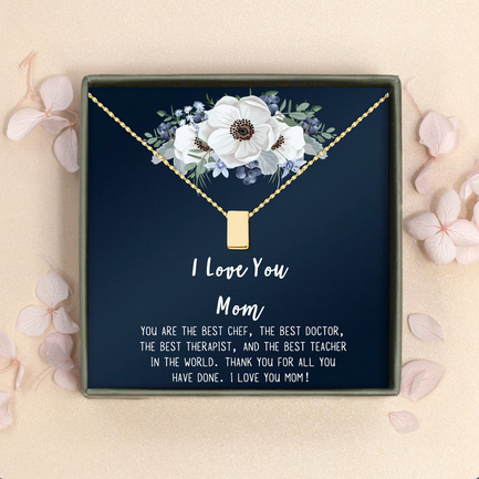 I Love You Mom Cube Necklace