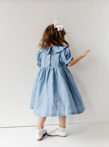 Polly Linen Dress in Blue